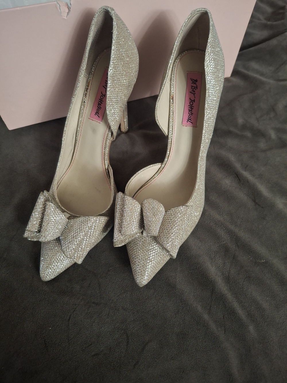 Prince Gold Glitter Pointed-Toe Pumps with Bow